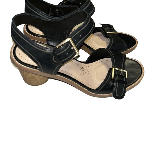 CLARKS Glacier Cool Womens Casual black leather Sandals size 8.5 - Picture 2 of 8